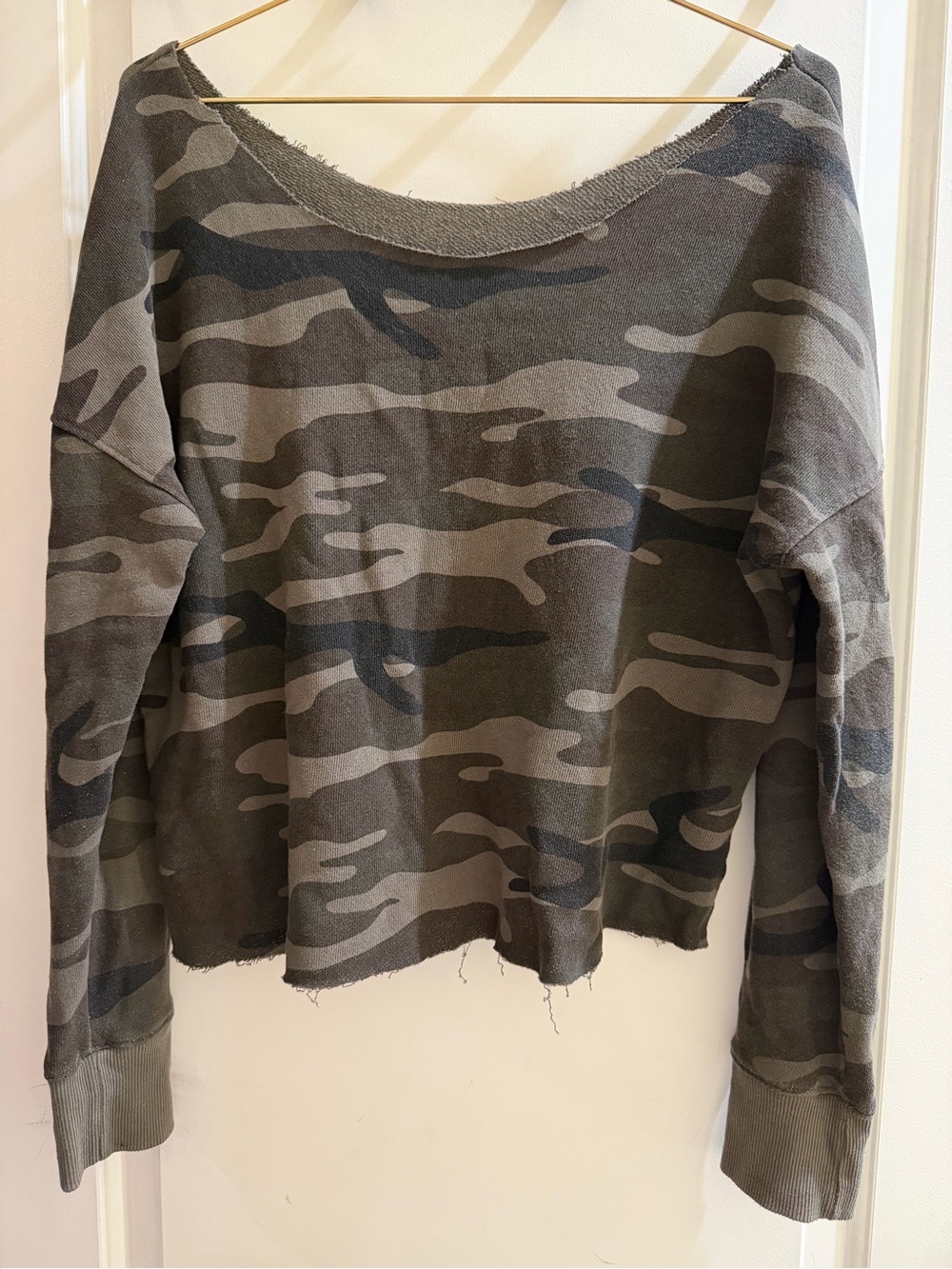 Camo distressed sweatshirt